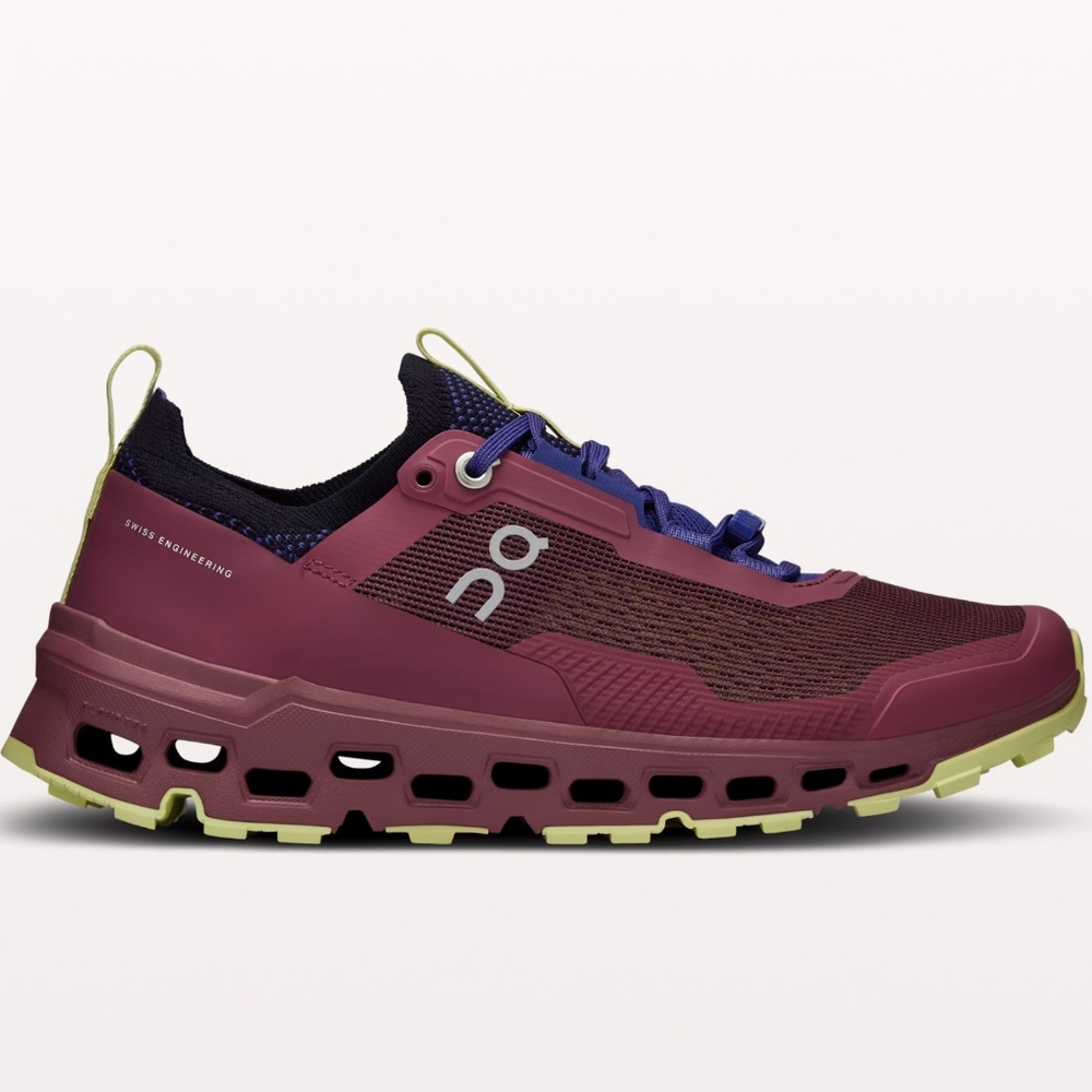 On Running Women's Sneakers in Burgundy and Lime